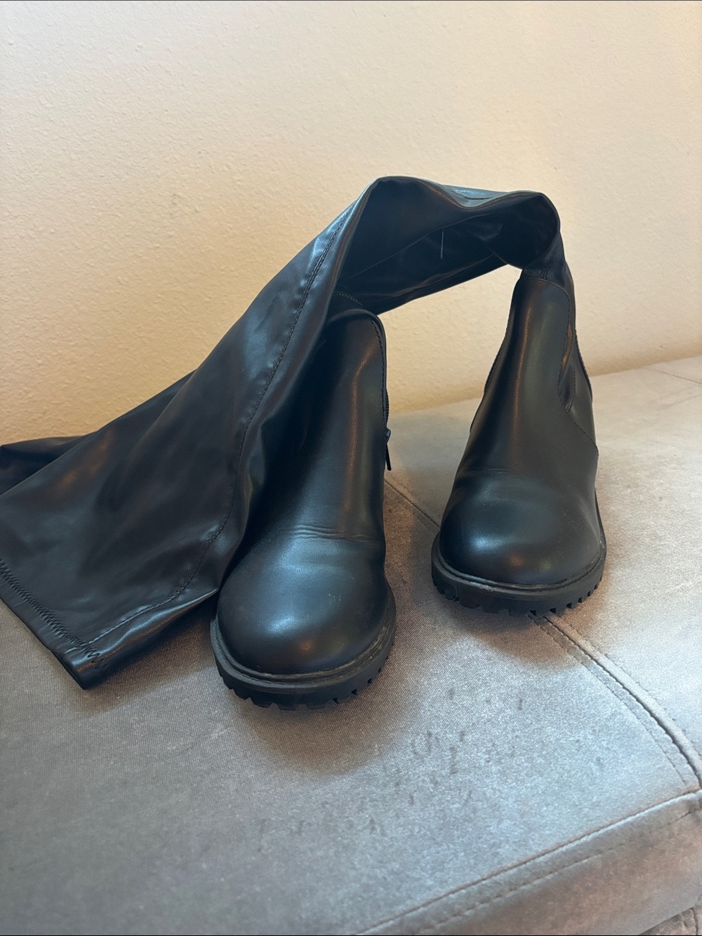 Black Leather Over-the-Knee Boots
